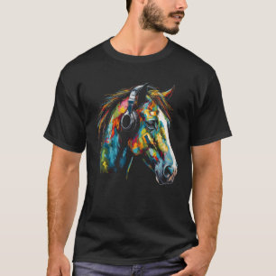 Reitkunstwerk Farben Musik Tierkopfhörer Ho T-Shirt