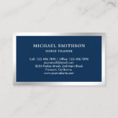 Reitlehrer für Navy Blue Metallic Steel Visitenkarte (Rückseite)