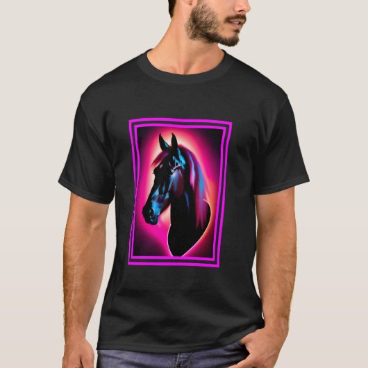 Reitlehrer mit Pferdekopf-Kunst-Thema T-Shirt (Vorderseite)
