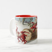 Reitlog des Weihnachtsmanns als Elfen Push und Pul Zweifarbige Tasse (Vorderseite Links)