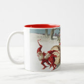 Reitlog des Weihnachtsmanns als Elfen Push und Pul Zweifarbige Tasse (Links)