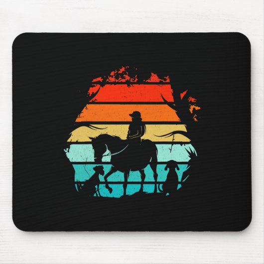 Reitmädchen - Vintages Mädchen mit Hunden Mousepad (Vorne)