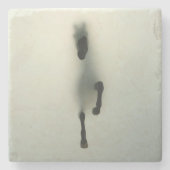 Reitpause durch Nebelkanülen Druckkunststoff Steinuntersetzer (Vorderseite)