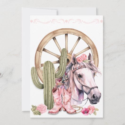 Reitpferd 1. Geburtstag Party Einladung (Rückseite)