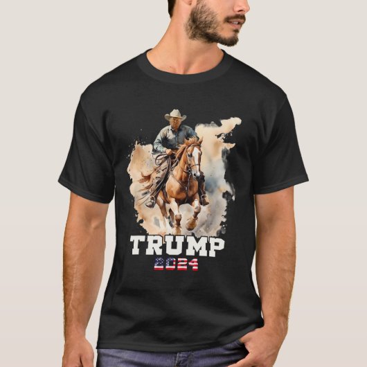 Reitpferd American Flag Cowboy T-Shirt (Vorderseite)