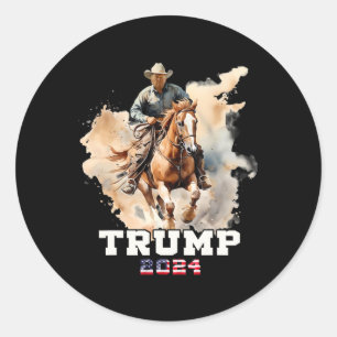 Reitpferd Amerikanische Flagge Cowboy 1 Runder Aufkleber