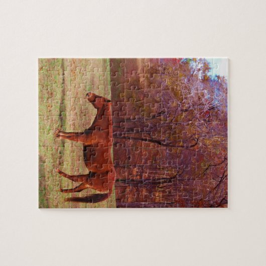 Reitpferd auf einem Grasfeld Puzzle (Horizontal)