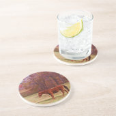 Reitpferd auf einem Grasfeld Sandstein Untersetzer (Seite)