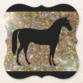 Reitpferd Black & Gold Sparkle Paper Untersetzer (Vorderseite)
