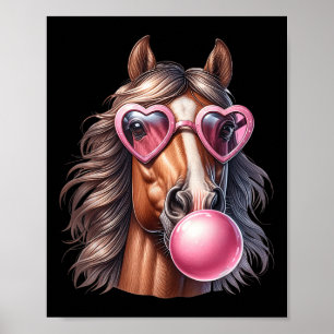 Reitpferd bläst bläserndes Kaugummi mit Schlangenp Poster
