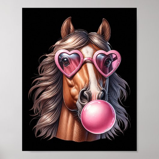 Reitpferd bläst bläserndes Kaugummi mit Schlangenp Poster (Vorne)