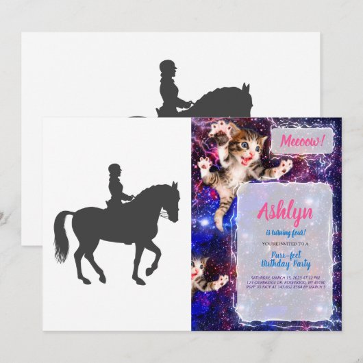 Reitpferd - Farbe wählen Einladung (Vorne/Hinten)