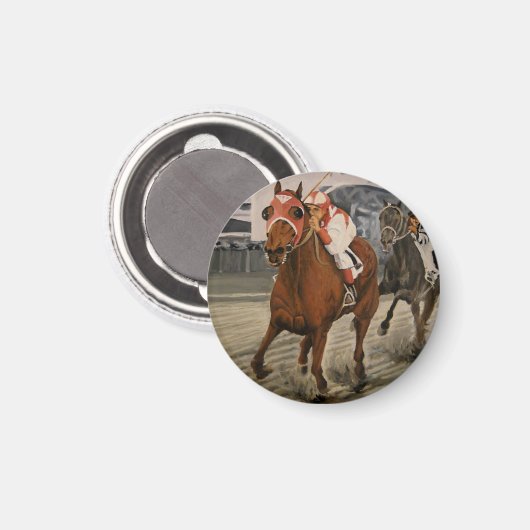 Reitpferd gewinnt Klassik Magnet (Vorderseite/Rückseite)