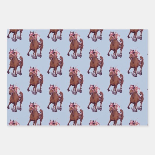 Reitpferd gewinnt Race Wrapping Paper Geschenkpapier Set (Vorderseite 3)