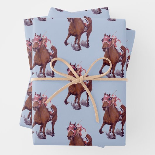 Reitpferd gewinnt Race Wrapping Paper Geschenkpapier Set (Beispiel)