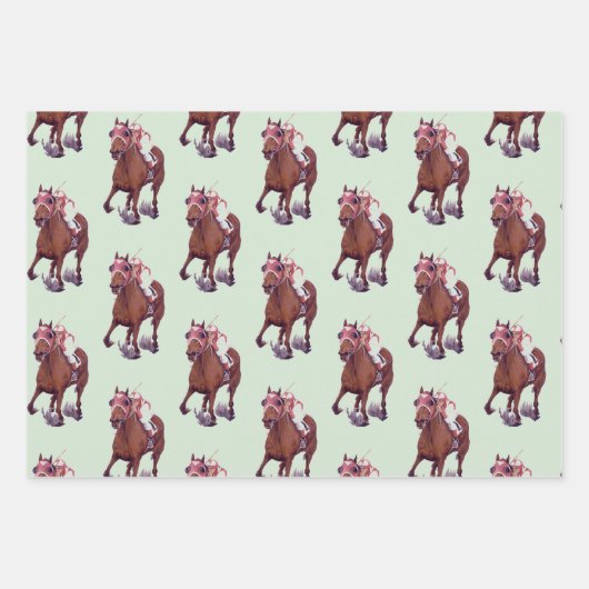 Reitpferd gewinnt Rennen Geschenkpapier Set (Vorderseite 3)