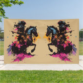 Reitpferd im Aquarellbanner Banner (Außenbereich)