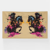 Reitpferd im Aquarellbanner Banner (Horizontal)