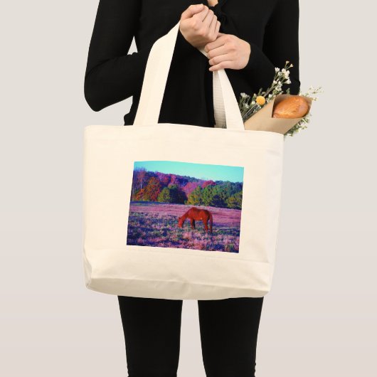 Reitpferd im Lila Gras Jumbo Stoffbeutel (Vorderseite (Produkt))