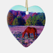 Reitpferd im Lila Gras Keramik Ornament (Rechts)