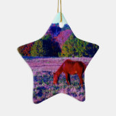 Reitpferd im Lila Gras Keramik Ornament (Rechts)