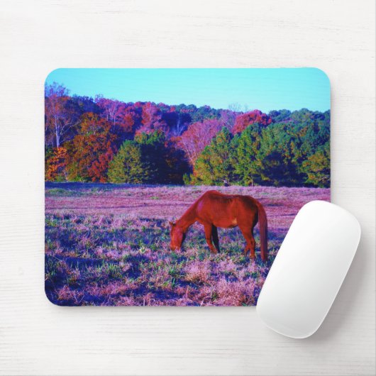 Reitpferd im Lila Gras Mousepad (Mit Mouse)