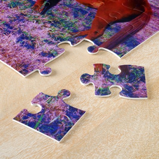Reitpferd im Lila Gras Puzzle (Seite)