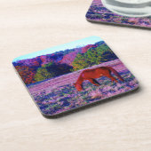 Reitpferd im Lila Gras Untersetzer (Linke Seite)