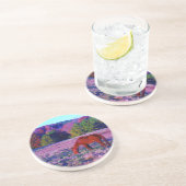 Reitpferd im Lila Gras Untersetzer (Seite)