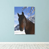 Reitpferd im Winter Leinwanddruck (Insitu (Holzboden))