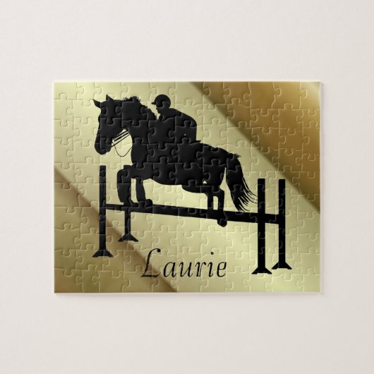Reitpferd mit Ihrem Namen Puzzle (Horizontal)