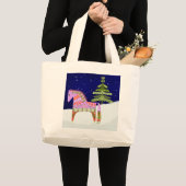 Reitpferd mit Pine Tree Tote Bag Jumbo Stoffbeutel (Vorderseite (Produkt))