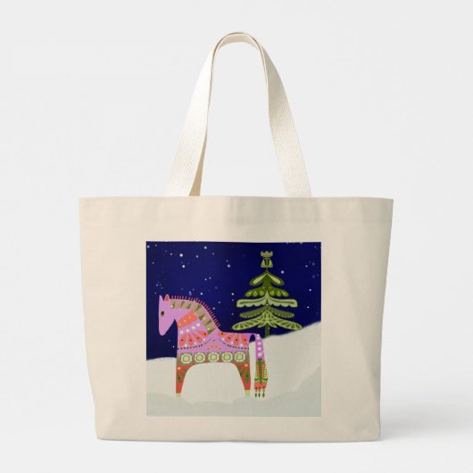 Reitpferd mit Pine Tree Tote Bag Jumbo Stoffbeutel (Rückseite)