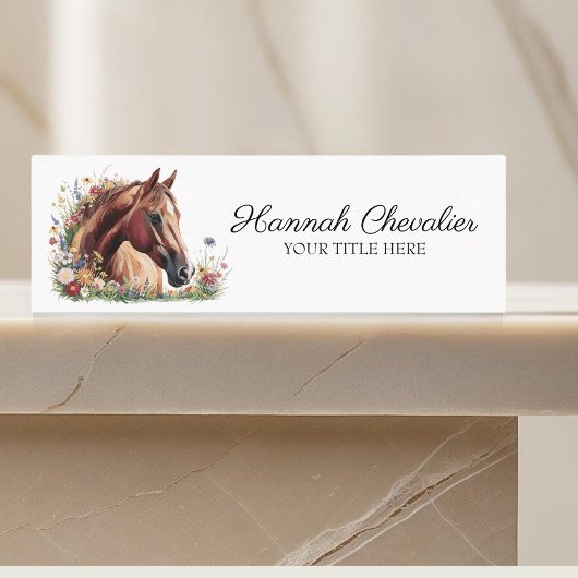 Reitpferd mit Wildblume Mini Visitenkarte