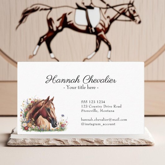 Reitpferd mit Wildblume Visitenkarte