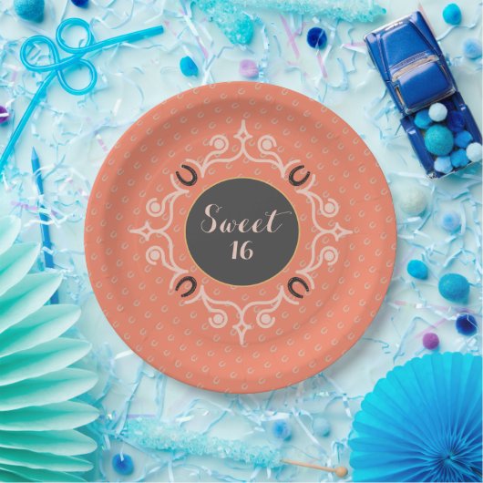 Reitpferd Monogram Pappteller (Party)