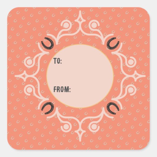 Reitpferd Monogram Quadratischer Aufkleber (Vorderseite)