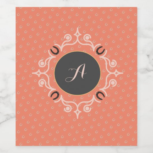 Reitpferd Monogram Weinetikett (Einzelnes Label)