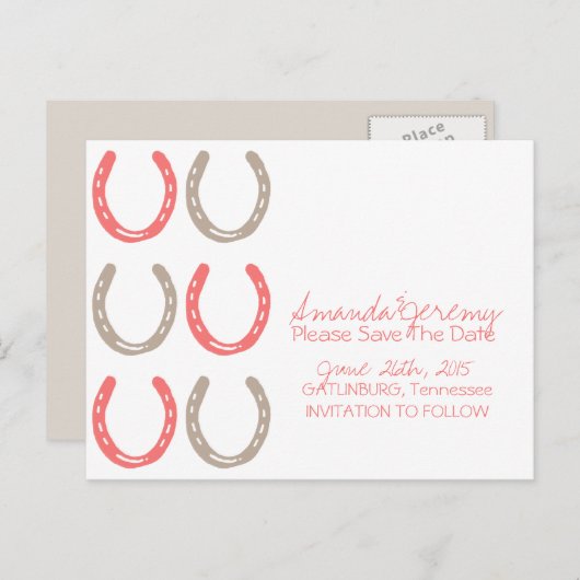 Reitpferd-Muster Save the Date Ankündigungspostkarte (Vorne/Hinten)