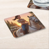 Reitpferd Rechteckiger Pappuntersetzer (angewinkelt)