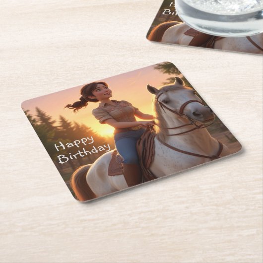 Reitpferd Rechteckiger Pappuntersetzer (angewinkelt)