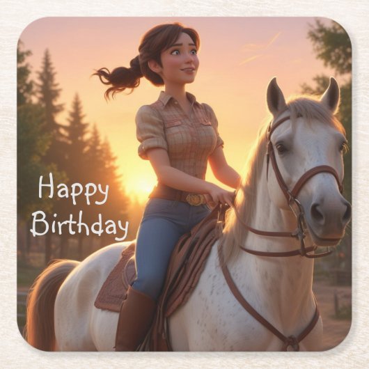 Reitpferd Rechteckiger Pappuntersetzer (Vorderseite)