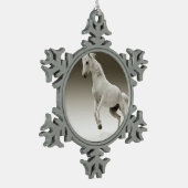 Reitpferd Schneeflocken Zinn-Ornament (Links)