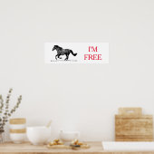 Reitpferd Schwarz-weiß bin ich frei Poster (Küche)