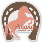 Reitpferd Silhouette Hufeisen personalisiert Aufkleber (Vorderseite)