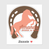 Reitpferd Silhouette Hufeisen personalisiert Aufkleber (Blatt)