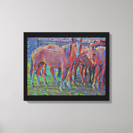 Reitpferde Abstrakte Kunst Leinwanddruck (Vorderseite)