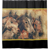 Reitpferde auf einem Feld Duschvorhang (Vorderseite)