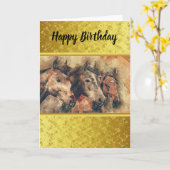 Reitpferde auf einem Feld Karte (Gelbe Blume)