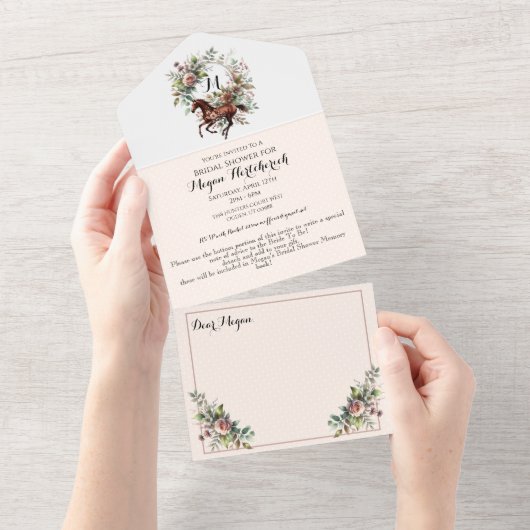 Reitpferde Blume All In One Einladung (Abreißen)